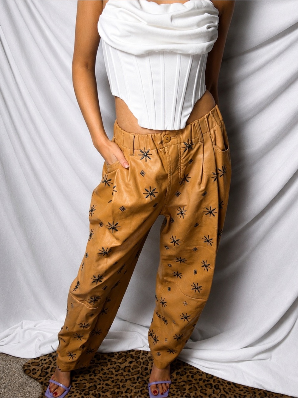 Free People Camille Embellished Vegan Leather Pants